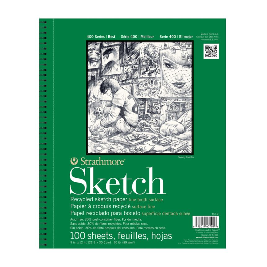 Strathmore 400 Series Recycled Sketch Pad 9" x 12" (100 Sheets Fine Tooth)