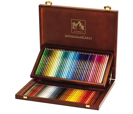Caran D' Ache Supracolor Soft Aquarelle Watercolor Pencils Wood Box Set of 80 - Assorted Colors