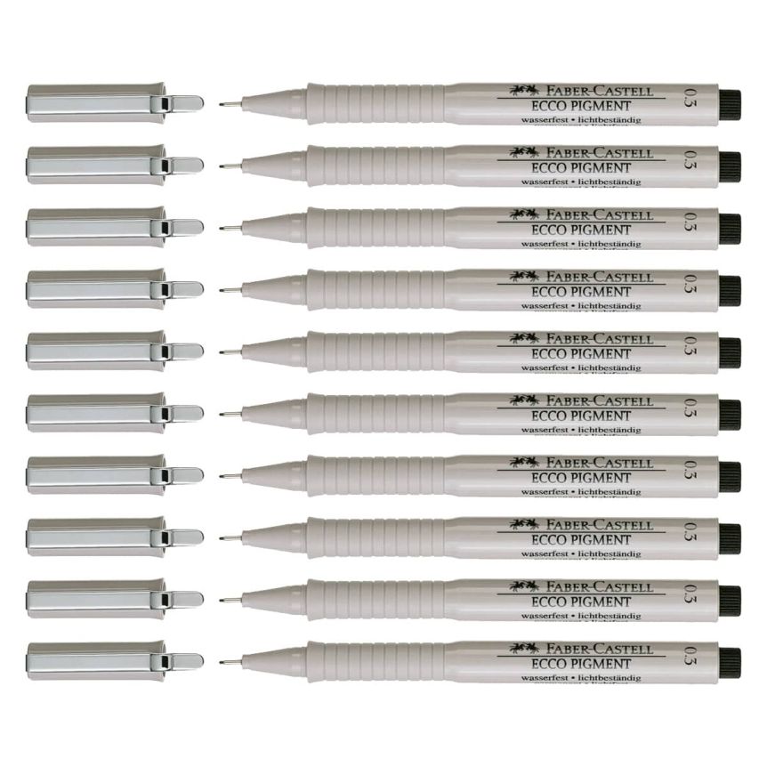 Faber-Castell Ecco Pigment Fineliner Pen - 0.3mm, Black (Box of 10)