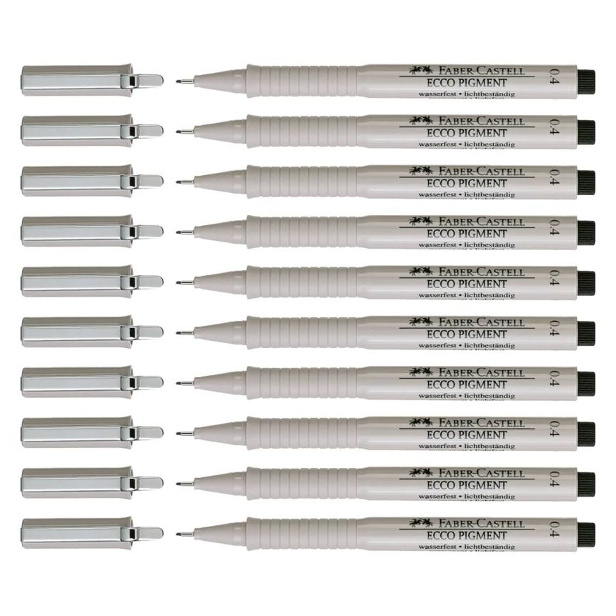Faber-Castell Ecco Pigment Fineliner Pen - 0.4mm, Black (Box of 10)