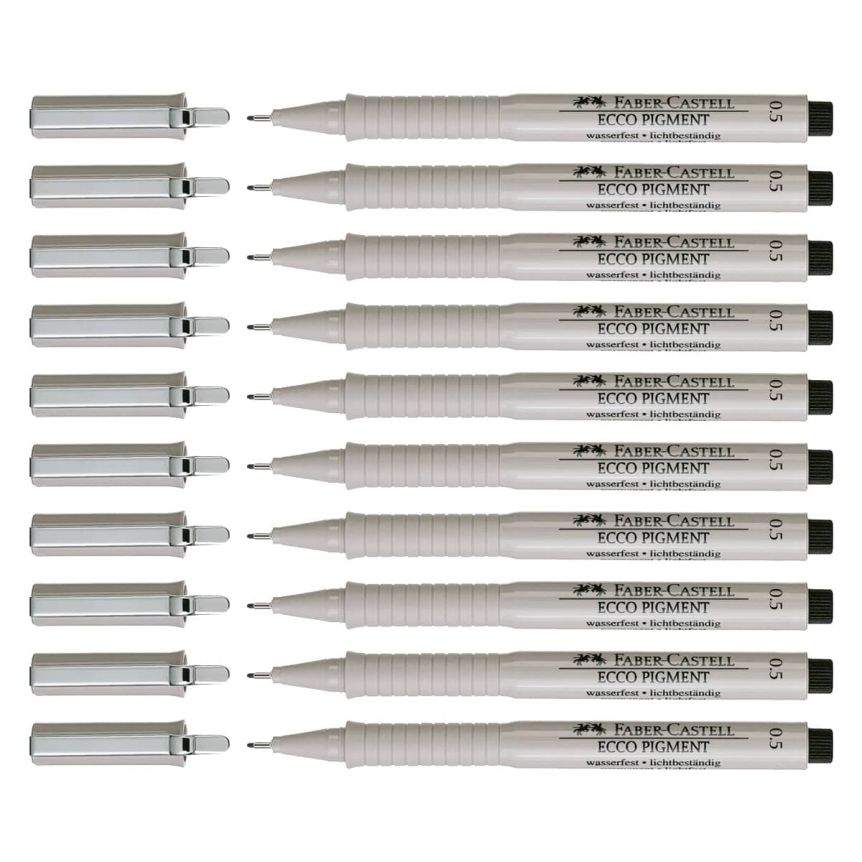 Faber-Castell Ecco Pigment Fineliner Pen - 0.5mm, Black (Box of 10)