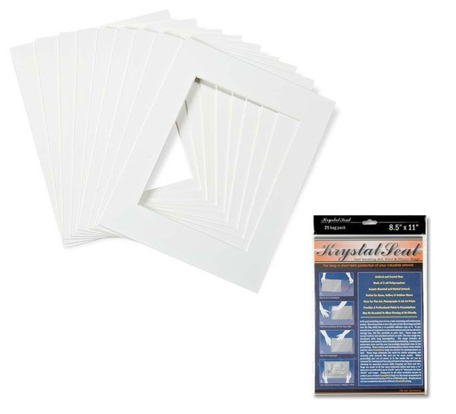 White Glove Mats w/ Krystal Seal Art and Photo Bags 4 Ply 10-Pack Style B