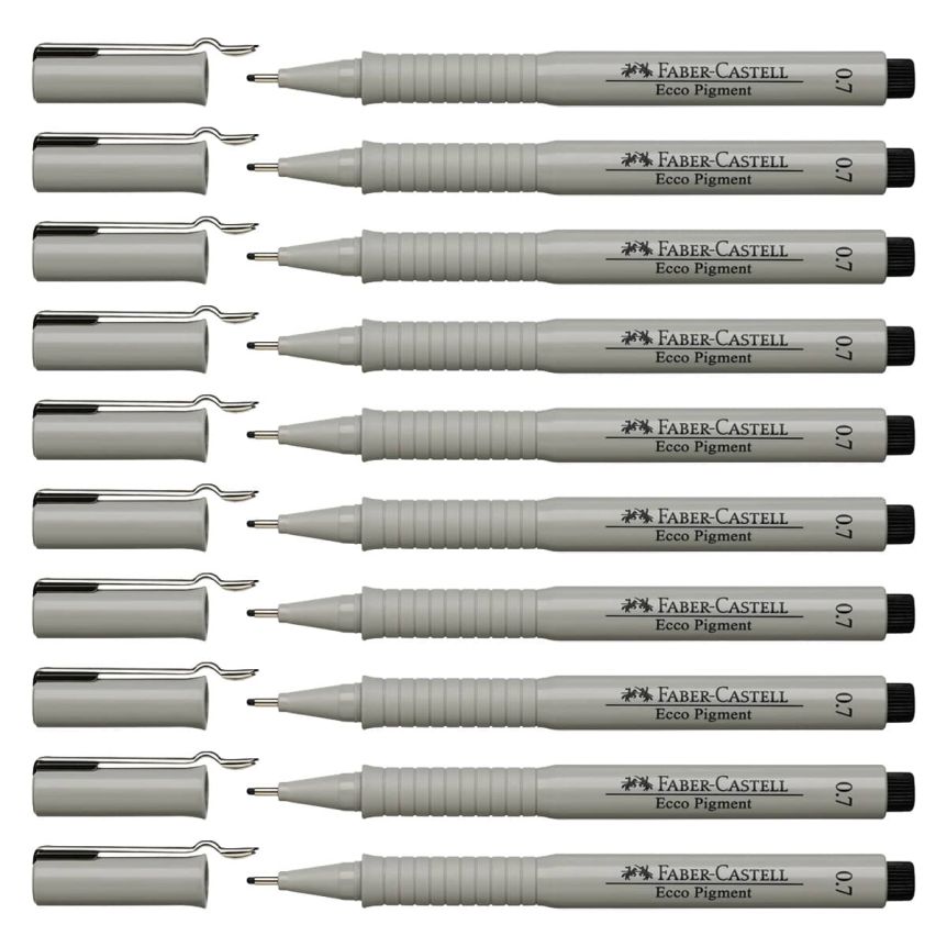 Faber-Castell Ecco Pigment Fineliner Pen - 0.7mm, Black (Box of 10)