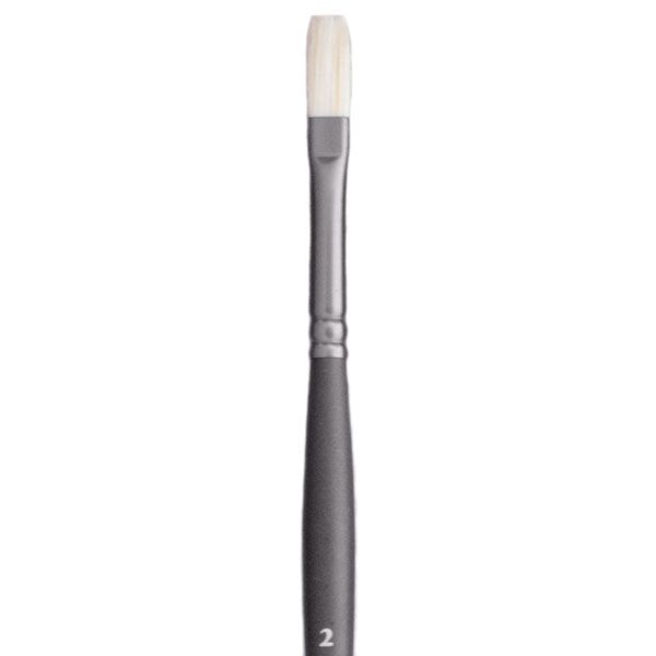 Jack Richeson Grey Matters Series 9842 Long Handle Sz 2 Flat Bristle Oil Brush