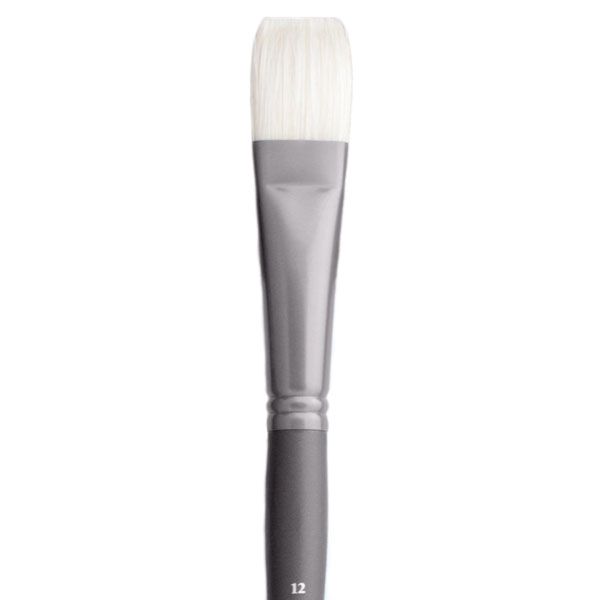 Jack Richeson Grey Matters Series 9842 Long Handle Sz 12 Flat Bristle Oil Brush