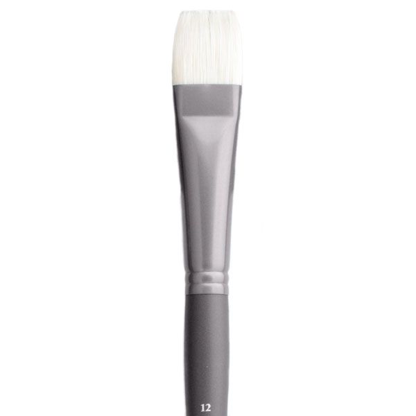 Jack Richeson Grey Matters Series 9843 Long Handle Sz 12 Bright Bristle Oil Brush