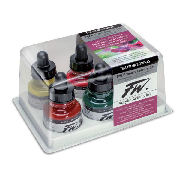 Daler-Rowney FW Acrylic Ink Primary Set of 6 1oz Bottles - Primary Colors