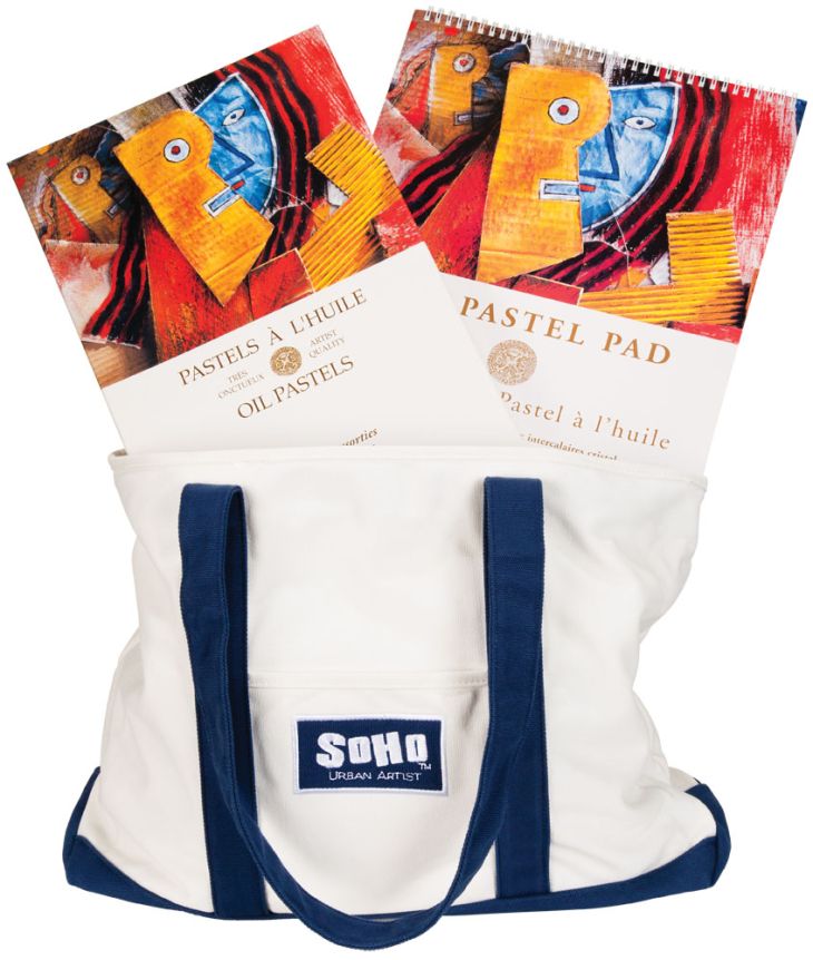 Sennelier Oil Pastels Professional Value Set 72 With Pastel Pad and Soho Cotton Deluxe Boat Bag