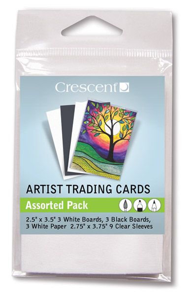 2.5 by 3.5 Crescent Cardboard Artist Mixed Media & Collage Trading Cards Black 10 Pack 