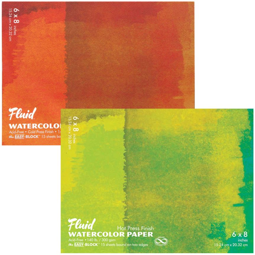 Fluid Watercolor Paper Easy-Block 140lb Hot-Press 4 x 8 - 696844850484