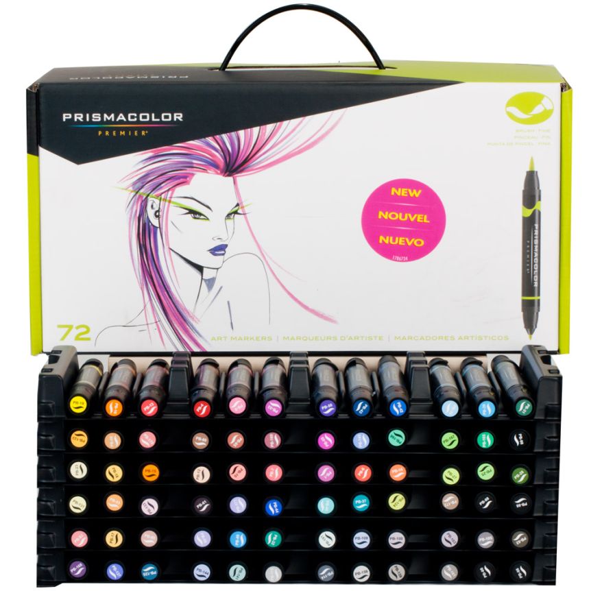 Prismacolor Double-Ended Brush Tip Markers Set of 72 - Assorted Colors