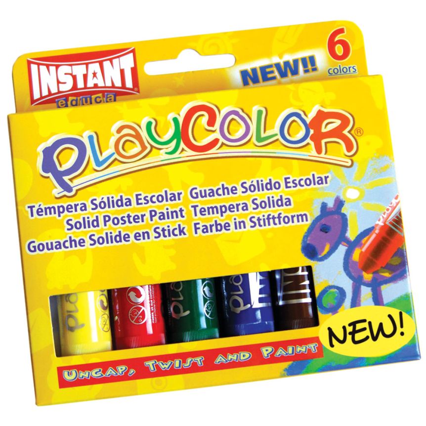 PlayColor Solid Poster Paint Crayons Set of 12 Standard - Basic Colors