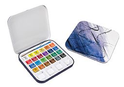 Daler-Rowney Water Colour Aquafine Tin Set of 24 - Assorted Colors, Half Pans
