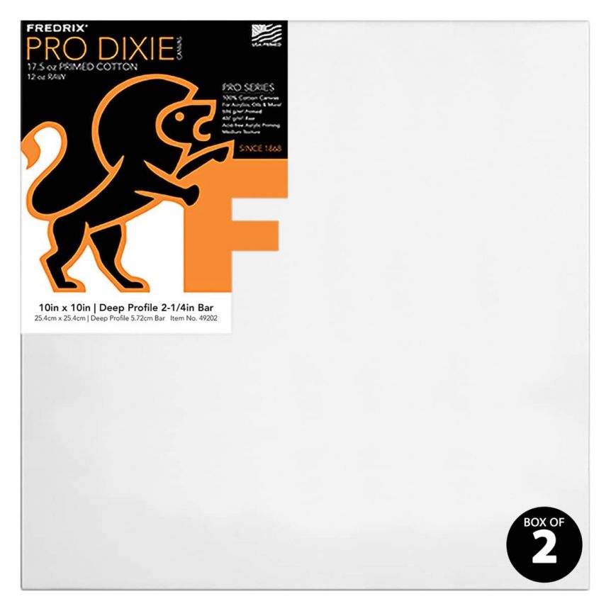 Fredrix Dixie PRO Series Stretched Canvas 2-1/4" - 10"x10" (Box of 2)