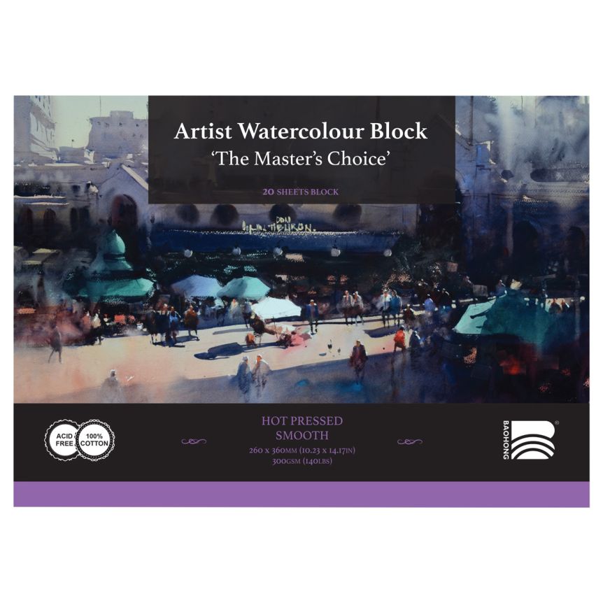 Masters Choice Watercolor Block 140 lb Hot Press 10.24x14.17 in 20-Sheet
