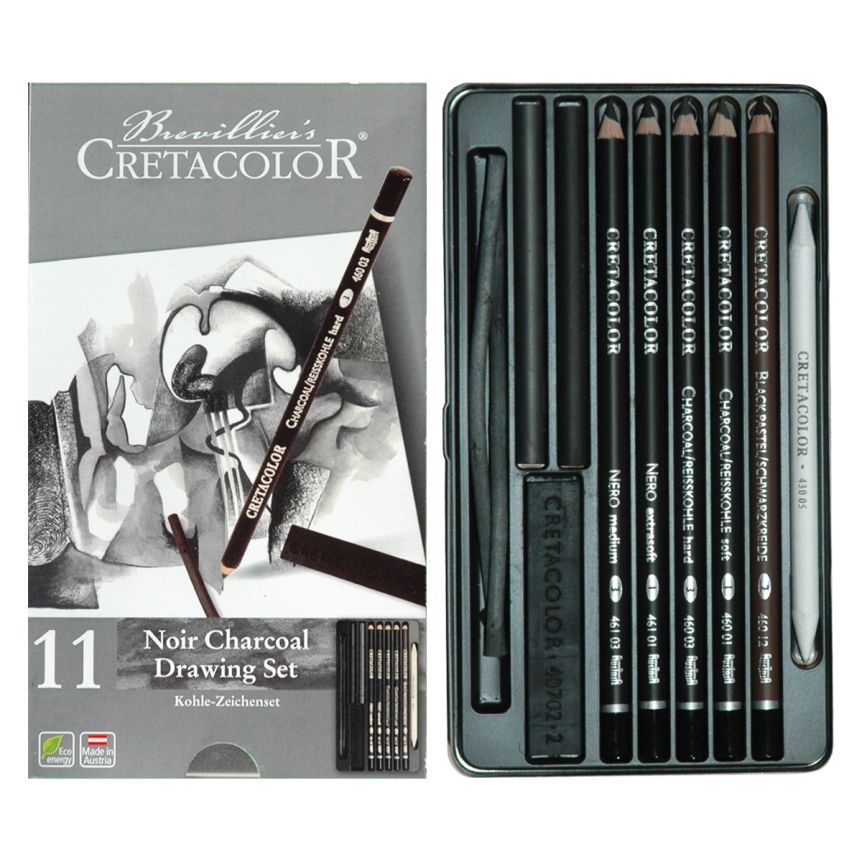 Cretacolor Noir Charcoal Drawing Set, 11 Pieces