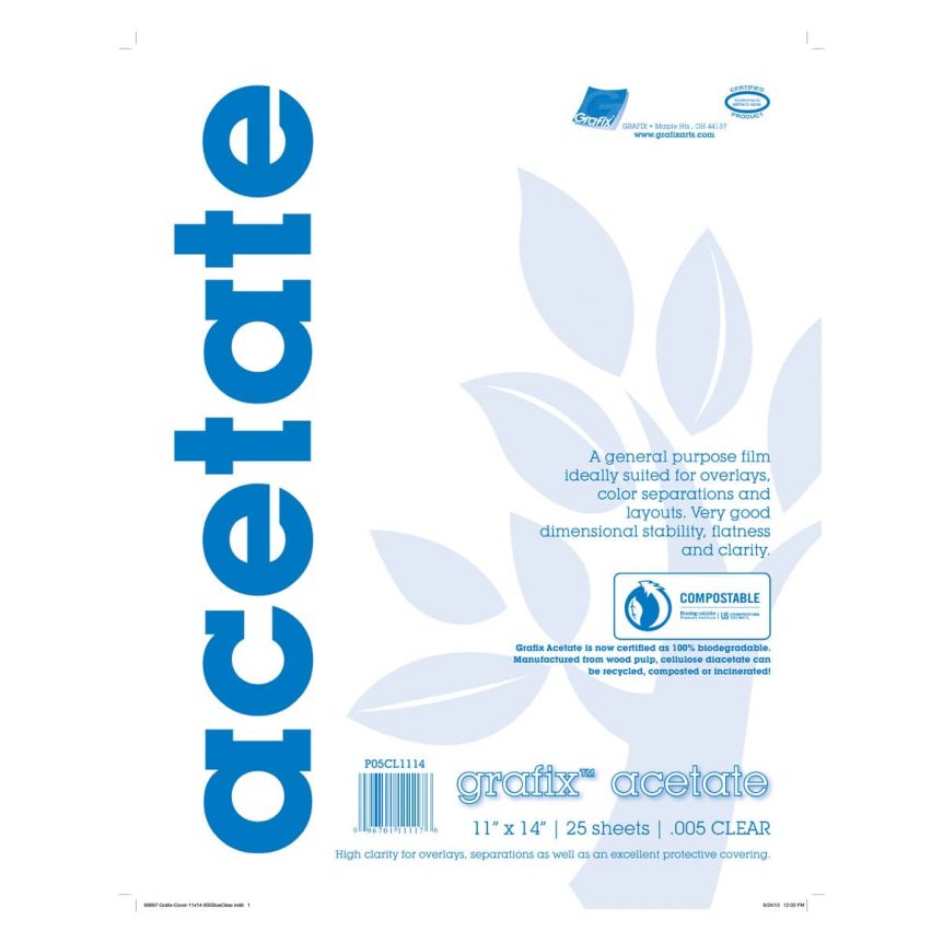 Grafix Biodegradable Clear Acetate .005 Pad, 11"x14"