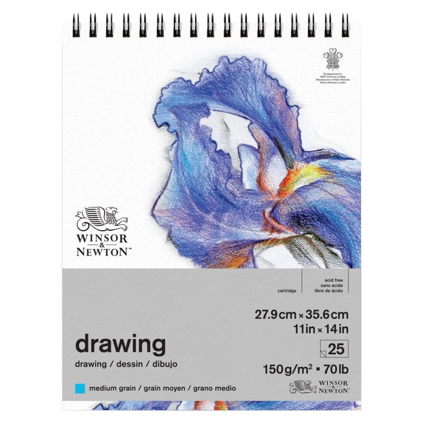 Winsor & Newton Drawing 70 lb Spiral 11x14 Pad Mediium 25-Sheets