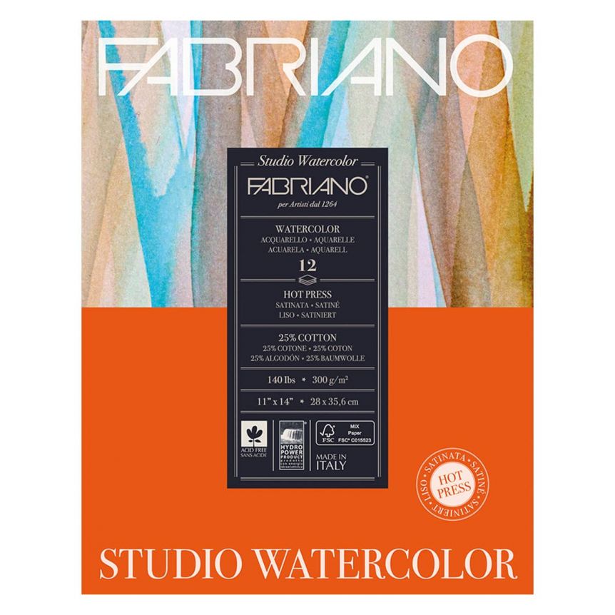 Fabriano Studio Watercolor Pad - 11"x14", 140lb (12-Sheet)