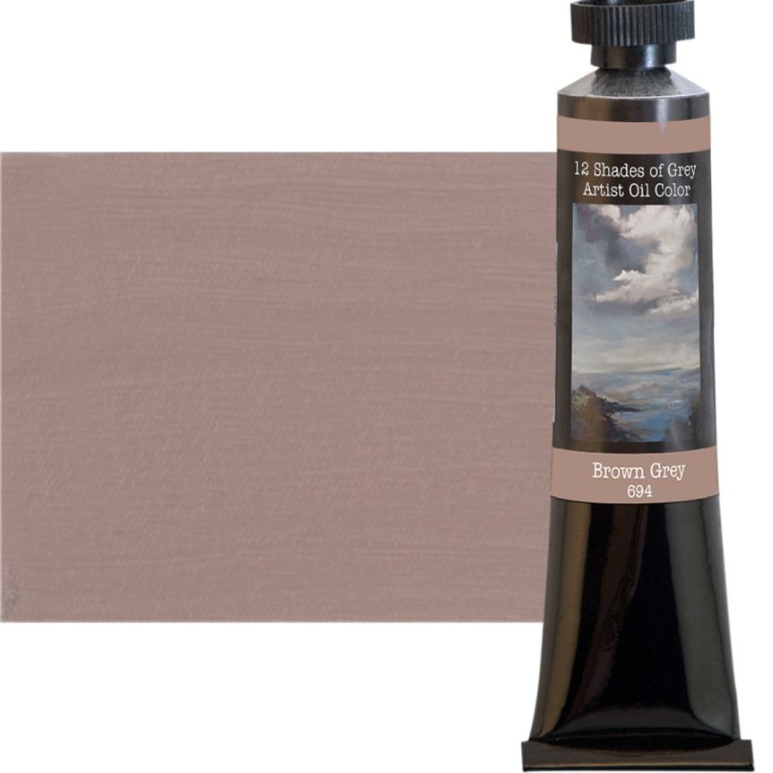 12 Shades Of Grey Oil Paint, Brown Grey 50ml Tube