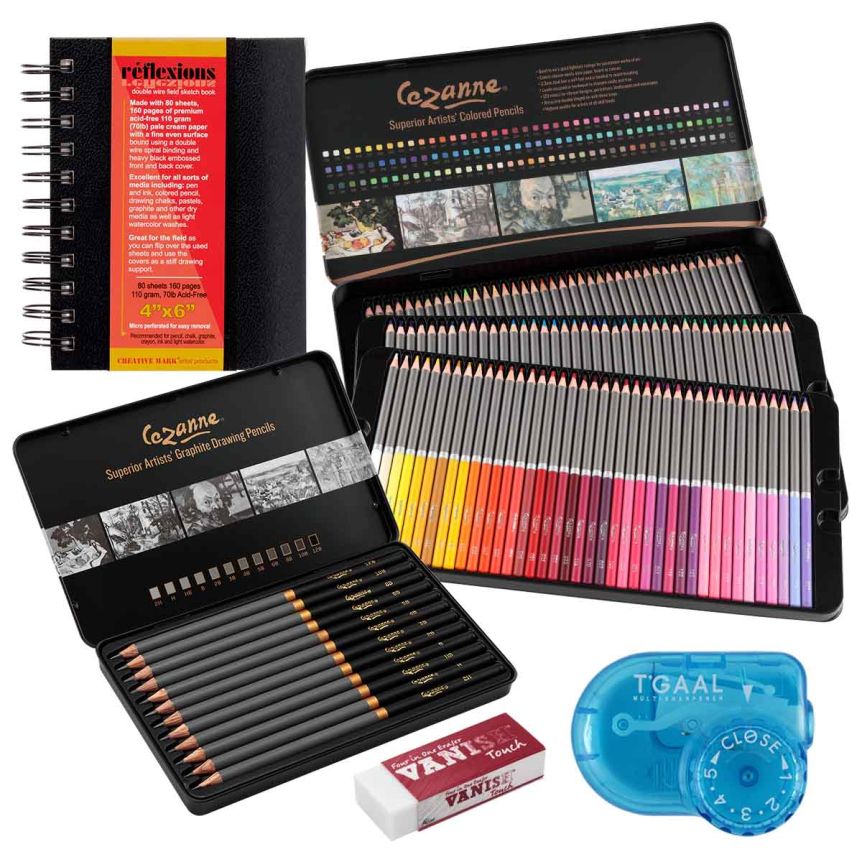 Cezanne Colored Pencil Super Set of 120, Pad and Sharpener