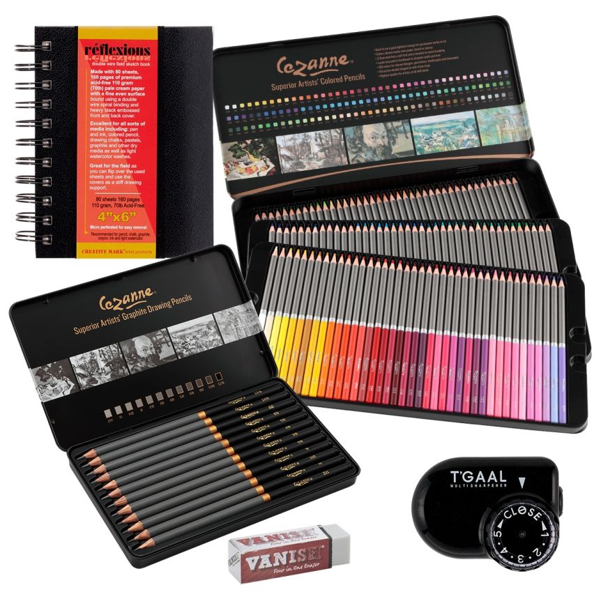 Cezanne Colored Pencil Super Set of 120, pad and sharpener
