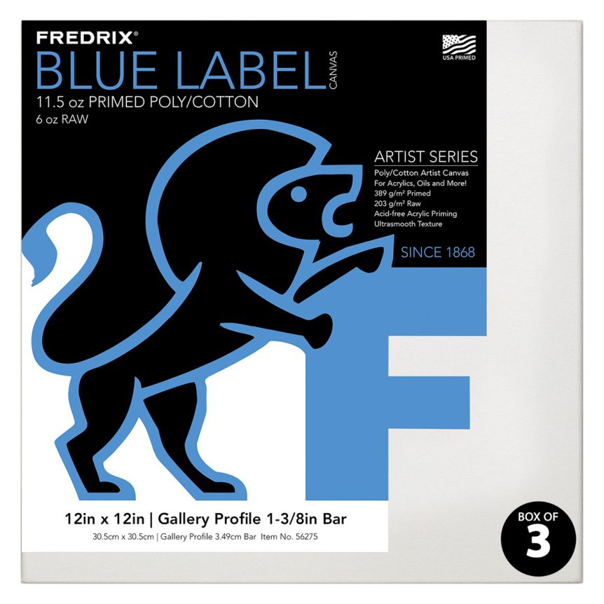 Fredrix Blue Label Ultra-Smooth Gallery Profile 1-3/8" Deep - 12"x12" (Box of 3)