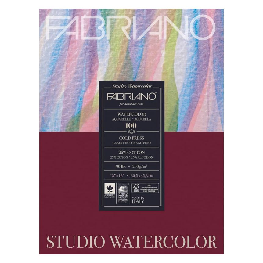 Fabriano Studio Watercolor Pad - 12x18, 90lb (100-Sheet)
