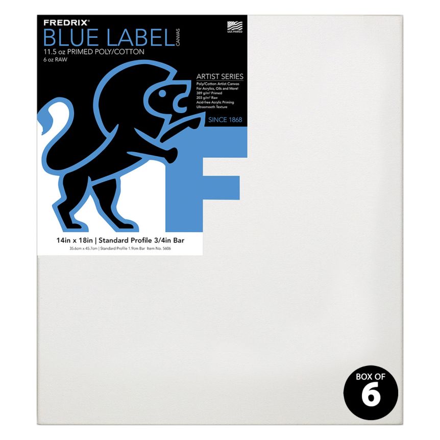 Fredrix Blue Label Ultra-Smooth Cotton Canvas 3/4" Deep - 14"x18" (Box of 6)