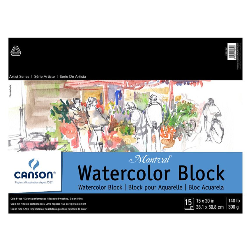 Canson Montval Watercolor Blocks Cold Press 15" x 20" (15 Sheets) 