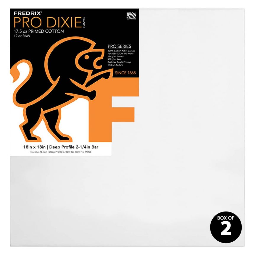 Fredrix Dixie PRO Series Stretched Canvas 2-1/4" - 18"x18" (Box of 2)
