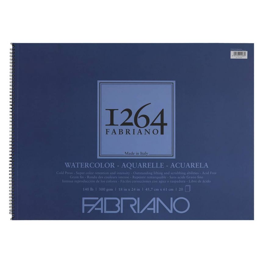 Fabriano 1264 Watercolor Spiral Cold-Press Pad - 18x24 Portrait, 140lb (20-Sheet)