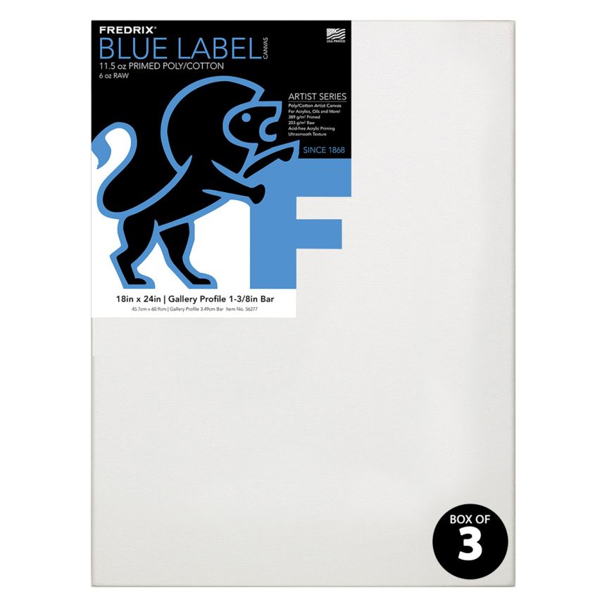Fredrix Blue Label Ultra-Smooth Gallery Profile 1-3/8" Deep - 18"x24" (Box of 3)