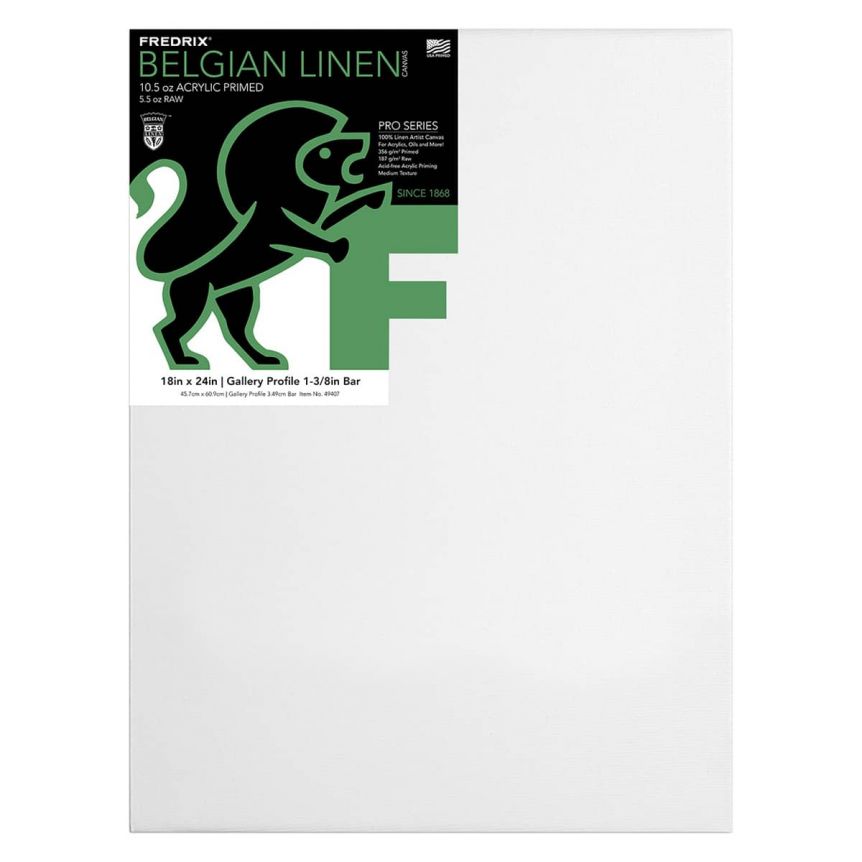 Fredrix PRO Series Belgian Linen Stretched Canvas 7/8" Deep - 18"x24"