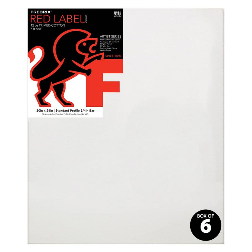 Fredrix Red Label Medium Texture Duck 3/4" Profile - 20" x 24" (Box of 6)