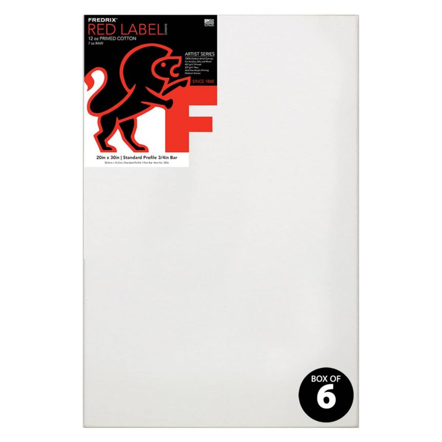 Fredrix Red Label Medium Texture Duck 3/4" Profile - 20" x 30" (Box of 6)