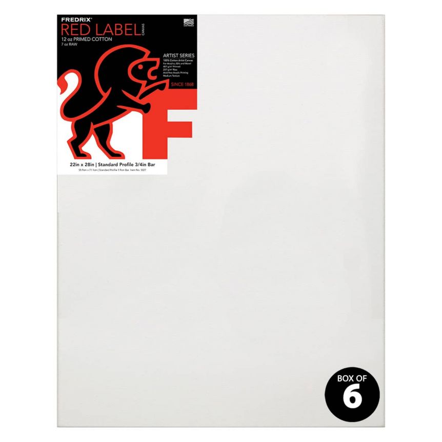 Fredrix Red Label Medium Texture Duck 3/4" Profile - 22" x 28" (Box of 6)