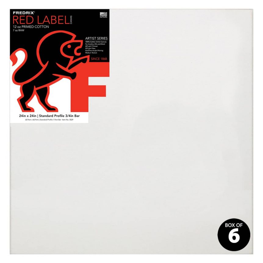 Fredrix Red Label Medium Texture Duck 3/4" Profile - 24" x 24" (Box of 6)