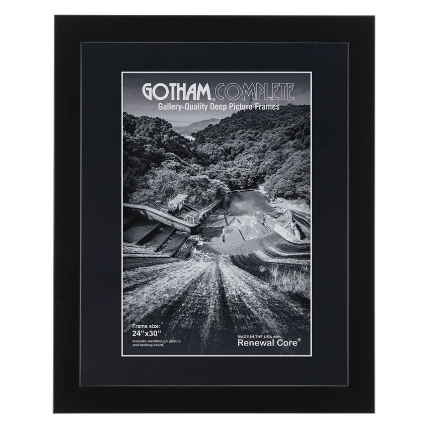 Gotham Complete Black, 24"x30" Gallery Frame w/ Acrylic + Backing