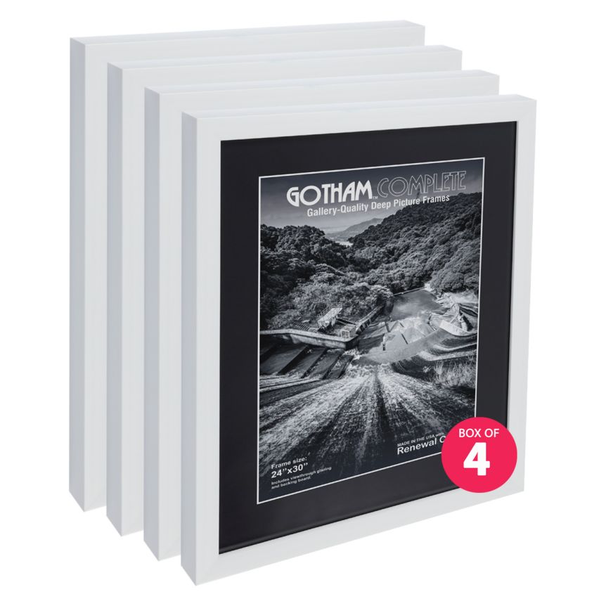 Gotham Complete White Deep 24x30 Frame w/ Acrylic + Backing (Box of 4)