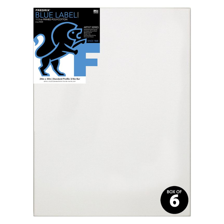 24x30" Blue Label Cotton Canvas 3/4" Deep (9.5 oz Primed) (Box of 6)
