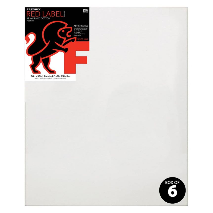 Fredrix Red Label Medium Texture Duck 3/4" Profile - 24" x 30" (Box of 6)