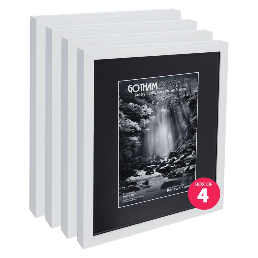 Gotham Complete White Deep 24x36 Frame w/ Acrylic + Backing (Box of 4)