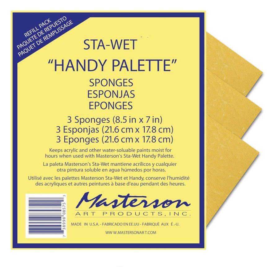 (3-Pack) Masterson Sta-Wet Handy Palette Sponge Refill, 8.5"x7" 