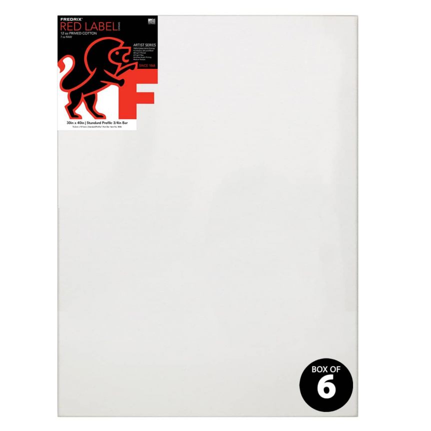 Fredrix Red Label Medium Texture Duck 3/4" Profile - 30" x 40" (Box of 6)