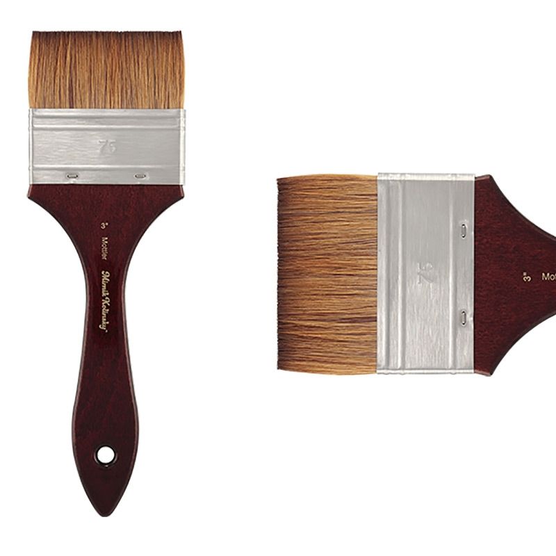 Mimik Kolinsky Synthetic Sable Short Handle Brush, Mottler Size 3"