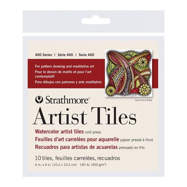 Strathmore Artist Tiles 400 Watercolor Cold Press 4x4in 10pk Natural