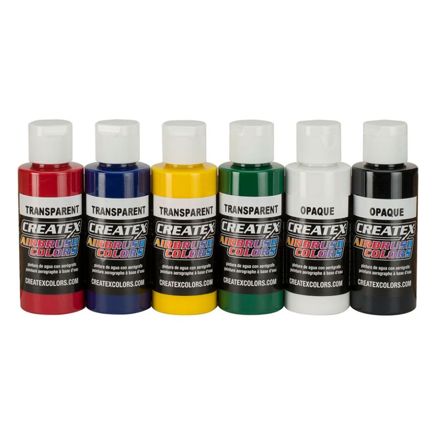 Createx Airbrush Colors - Primary Set Assorted Colors 2oz Set of 6