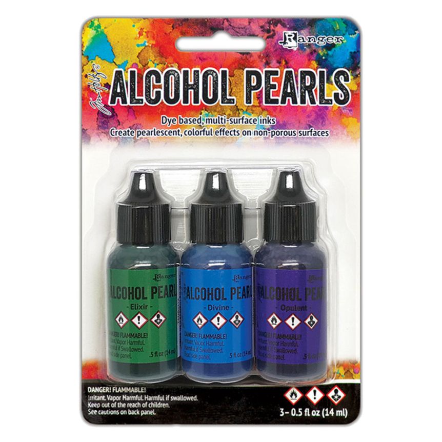 Tim Holtz Alcohol Ink 1/2oz Pearls Kit #6 (Elixir/Divine/Opulent) 3-Pack