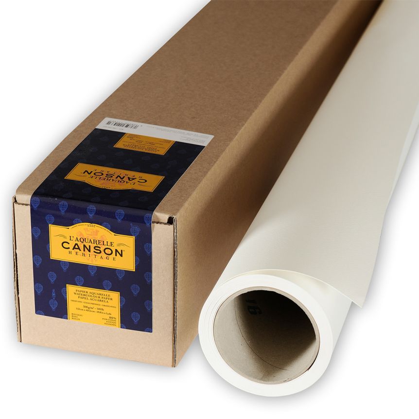 L'Aquarelle Canson Heritage Watercolor Paper 140lb Cold Pressed Roll 60" x 5yd